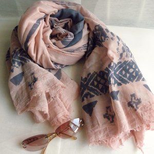 New blue print with pink color long scarf